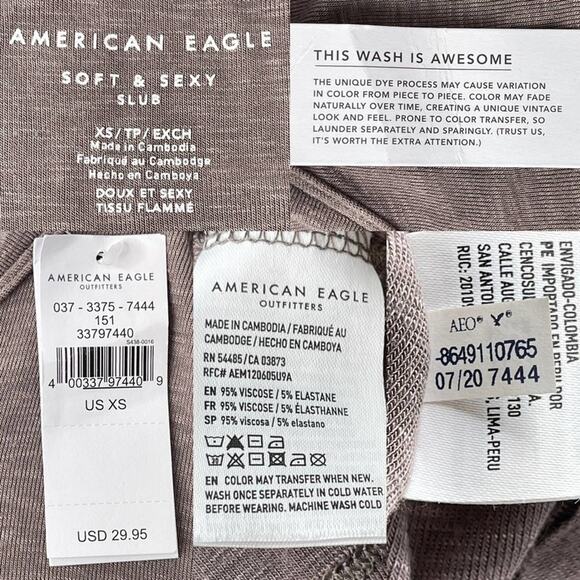 NWT American Eagle Lace Up Top baby doll peplum women's XS - Picture 6 of 8